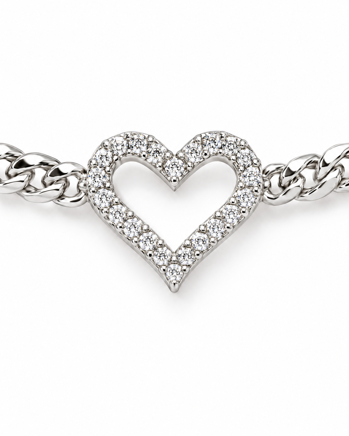Close-up of the Colette bracelet's pavé heart charm.