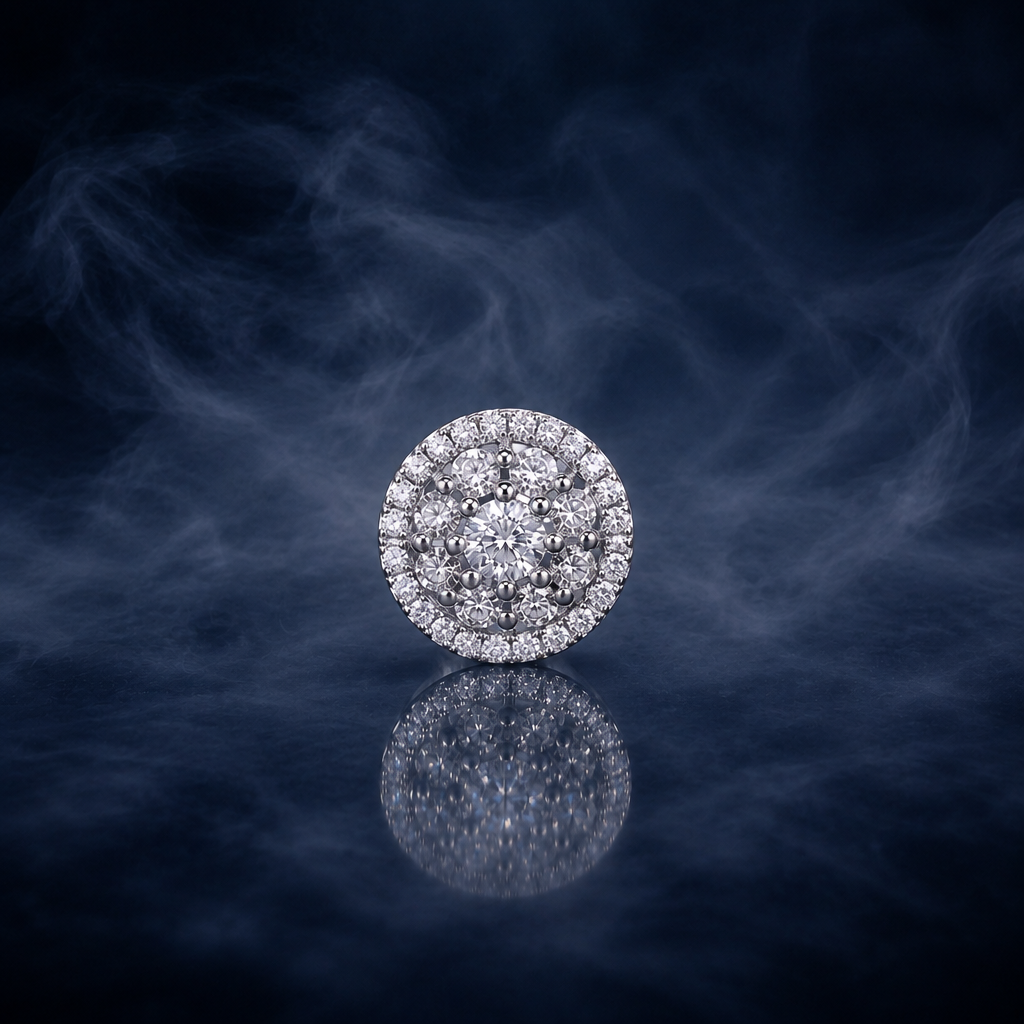 Amador stud from another angle, showing the polished bezel and post.